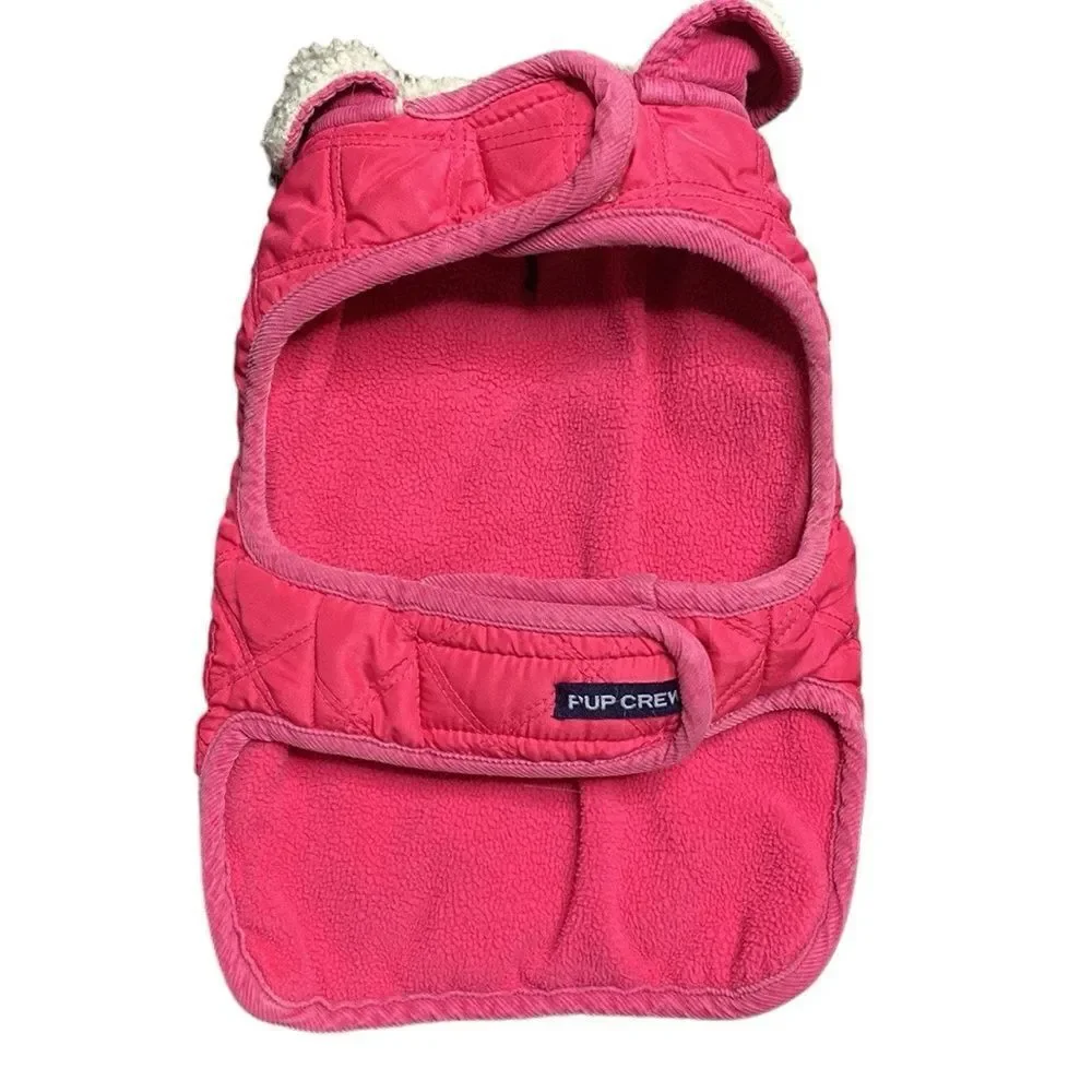 PUP CREW Fleece Lined Pink Quilted Dog Jacket